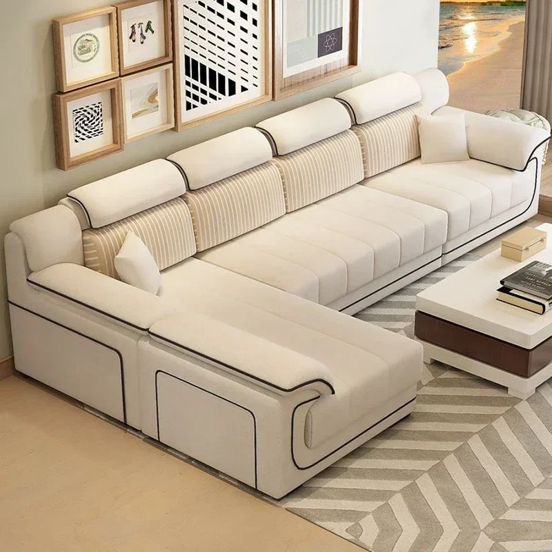 Home Cinema Sofa - Деревянный бежевый европейский диван, наполнитель, подлокотник,