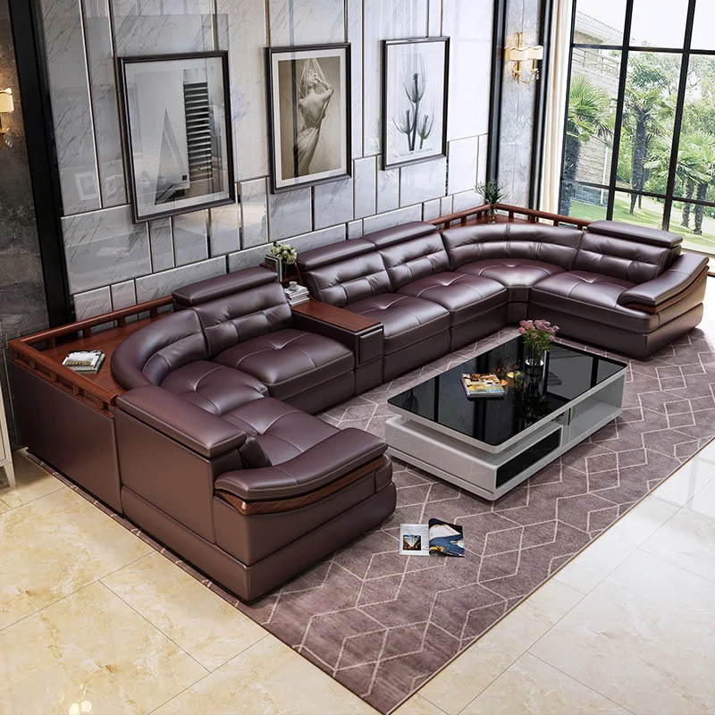 Home Cinema Sofa - Премиальный кожаный диван U-образной формы, простой