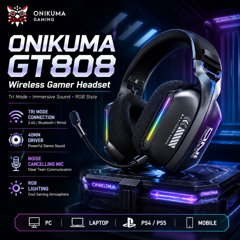 Soundbar Bluetooth Home - Беспроводная игровая гарнитура ONIKUMA GT808, трехрежимная,