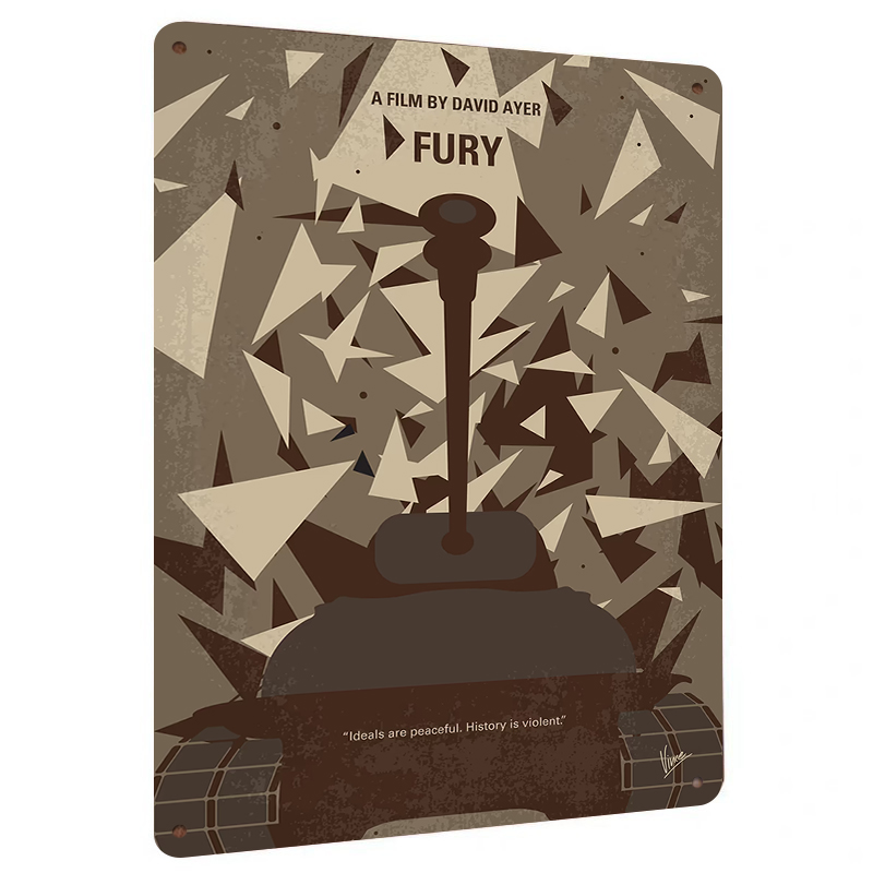 Home Cinema Inspiration - Постер фильма Fury, металлическая настенная живопись,