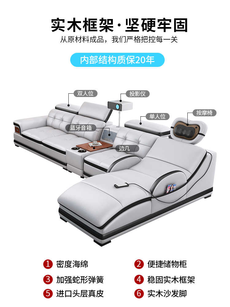 Современный простой кожаный ди – обзор и цена Home Cinema Sofa